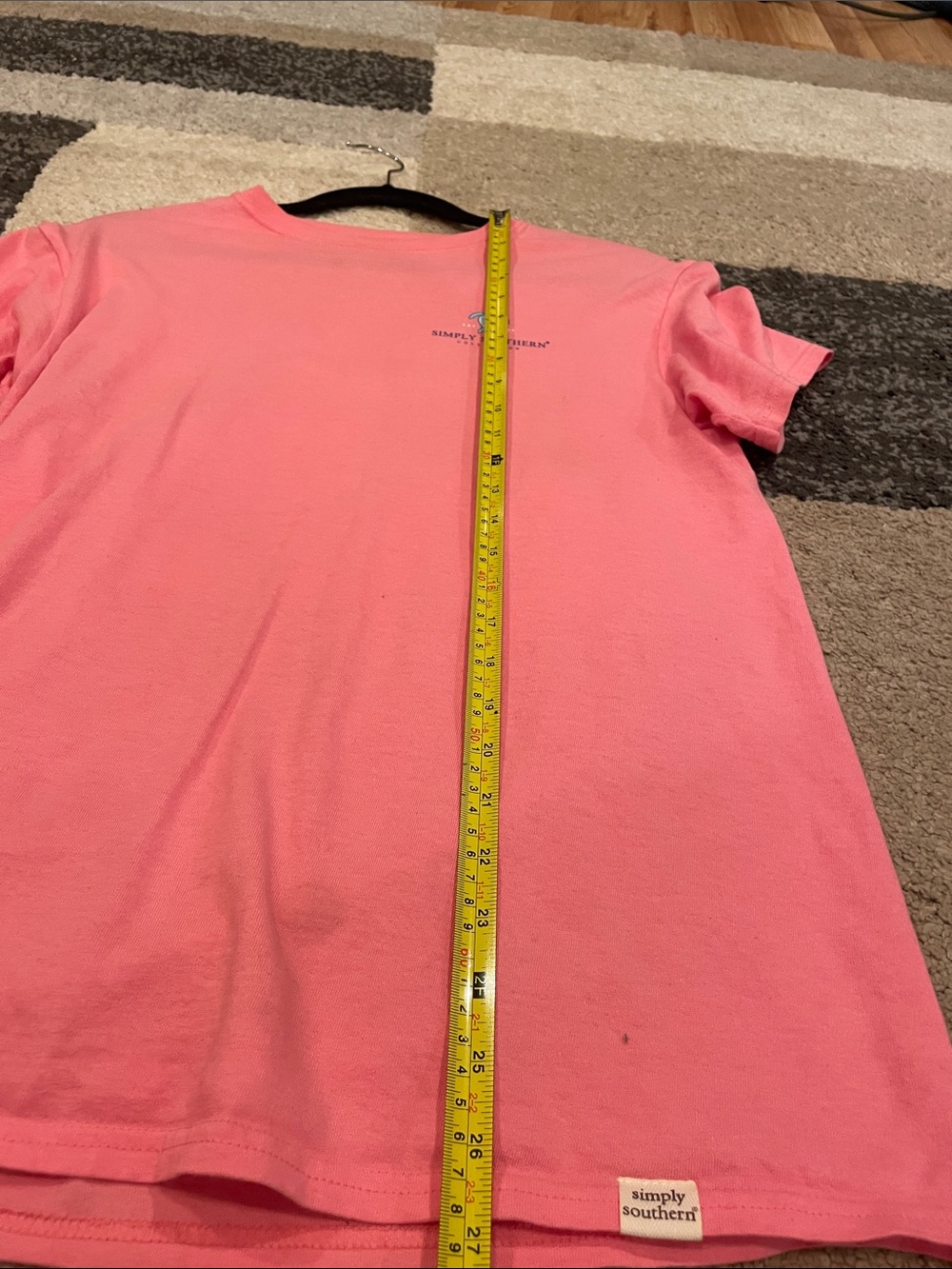 Simply Southern Coral Pink Short Sleeve Tee with Small Logo Turtle - Picture 7 of 7